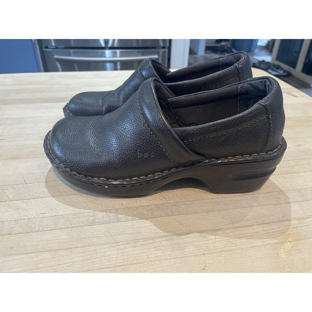 BOC Womens Size 8 Brown Leather Clogs Slip On Comfort Casual Shoes Work